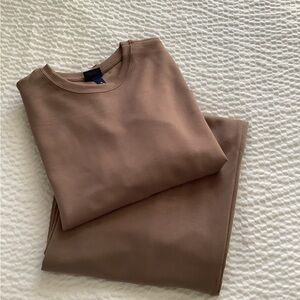 Cute Outfit Crew Neck Top and matching pants scuba knit seamed pants.